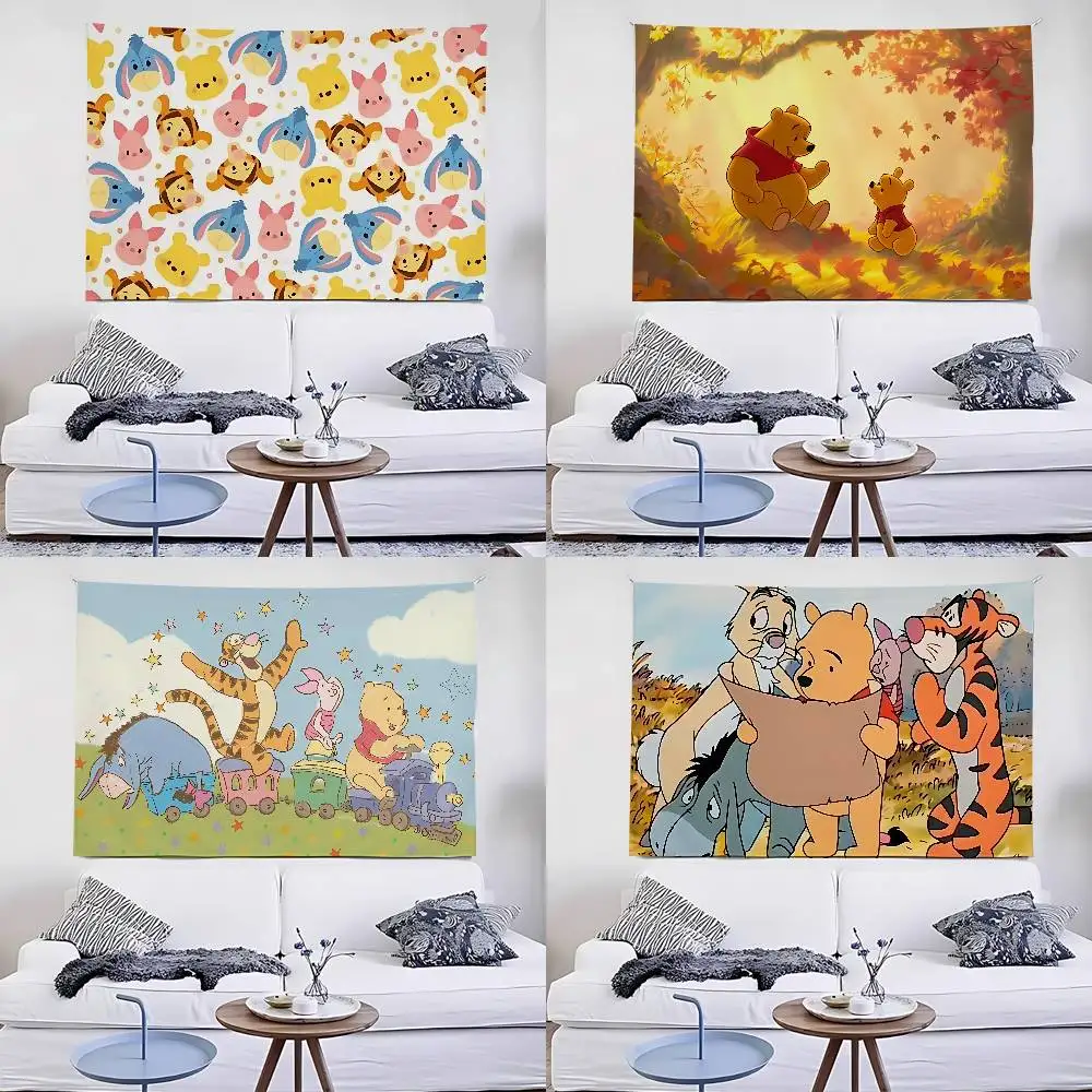 W-Winnie The Poohs Tapestry Wall Hanging Tapestry Art Deco Blanket Curtain Hanging At Home Bedroom Living Room Decor