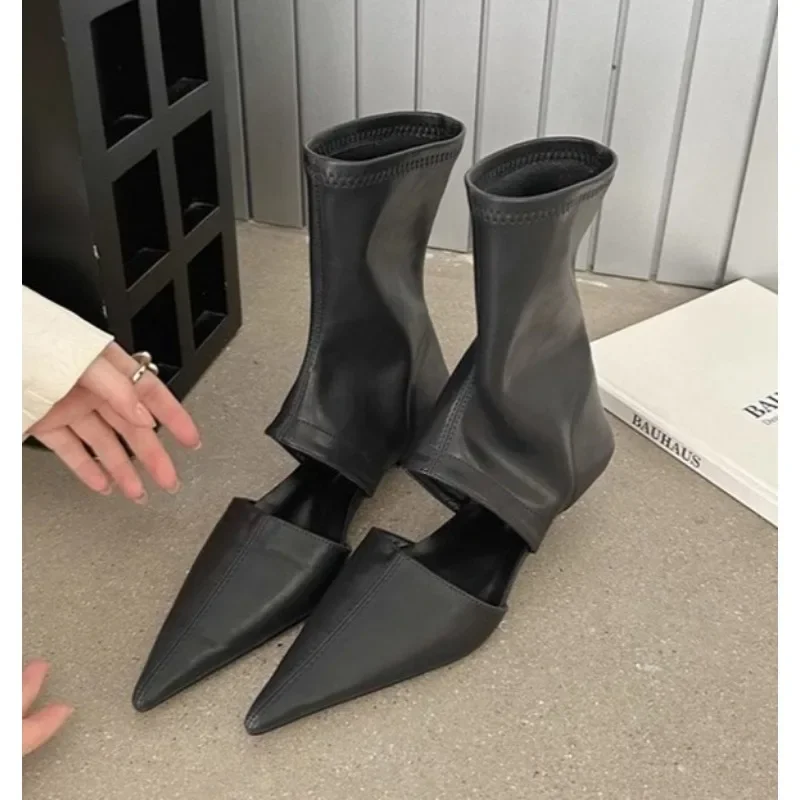 Neue Schwarz Spitzen Höhlte Heraus Coole Stiefel High Heel Schuhe Hülse Elastische frauen Stiefel Kleid Schuhe Stiletto Mode Schuhe mujer