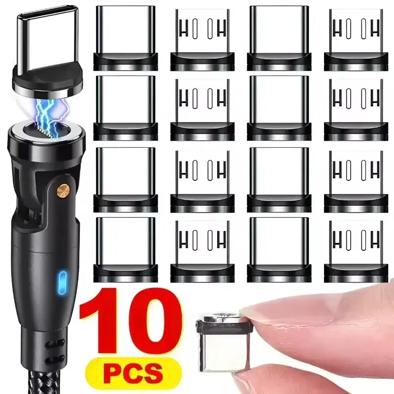 Magnetic Phone Cable Adapter Magnetic Connector Tip Heads 360 Rotating Strong Magnetic Plug for Micro USB Android/Type C Device