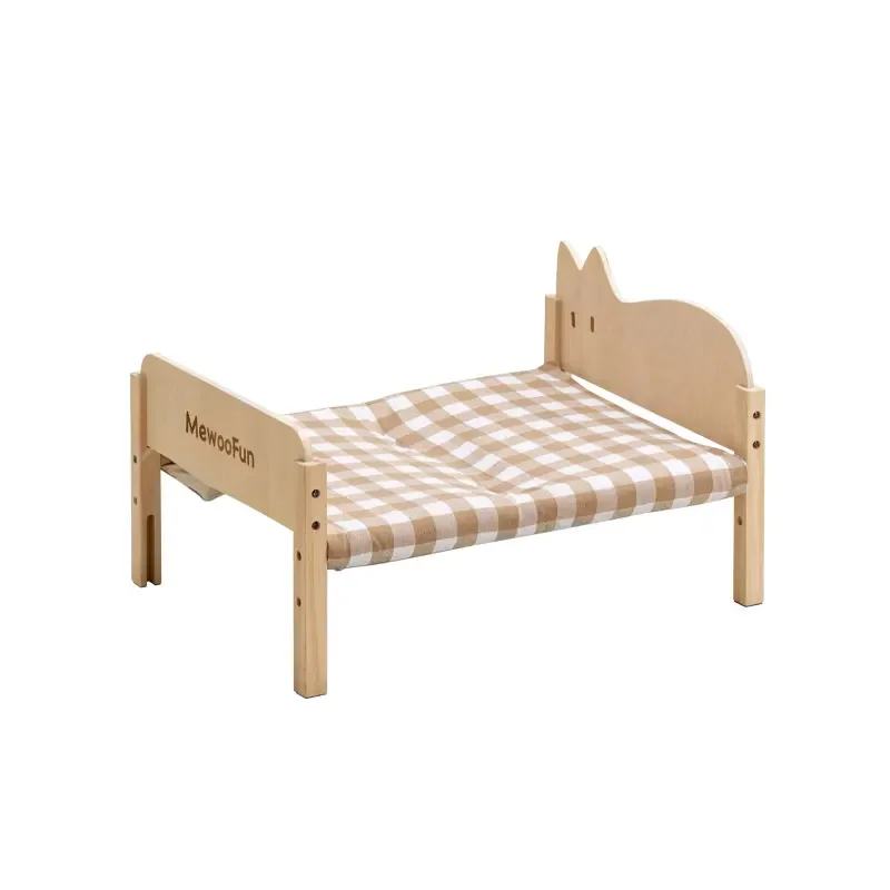 For MEWOOFUN Sturdy Wooden Cat Bed Sofa Breathable Canvas - Detachable Cat Couch Sofa Dog Bed for Cats and Small Dogs in Summer