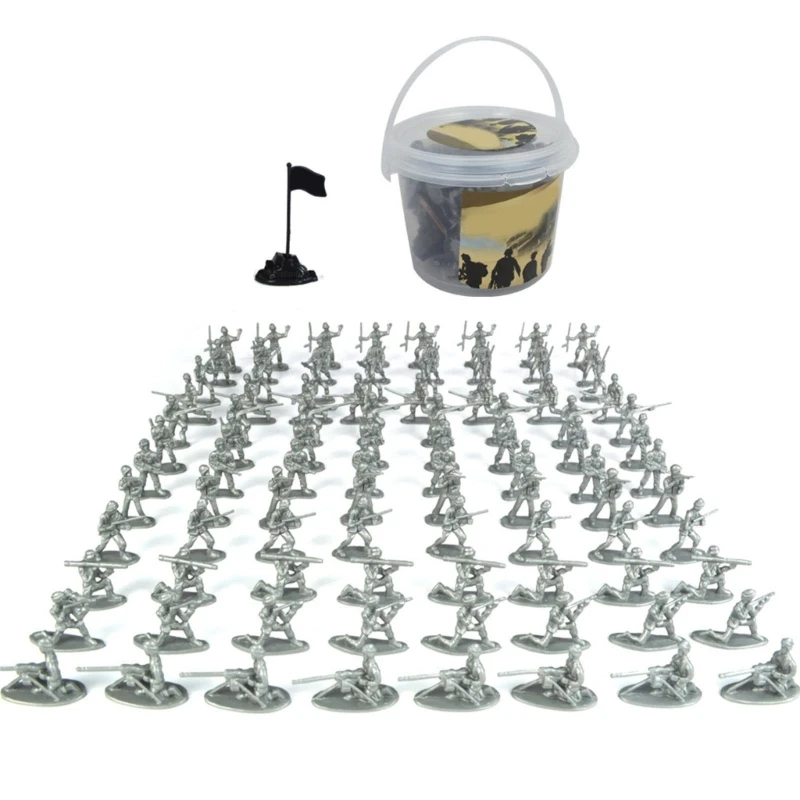 100pieces Mini Military Soldiers Figures Set Toy Toddler Army Men Kids Toy Figures Tanks Children Play Static Figures