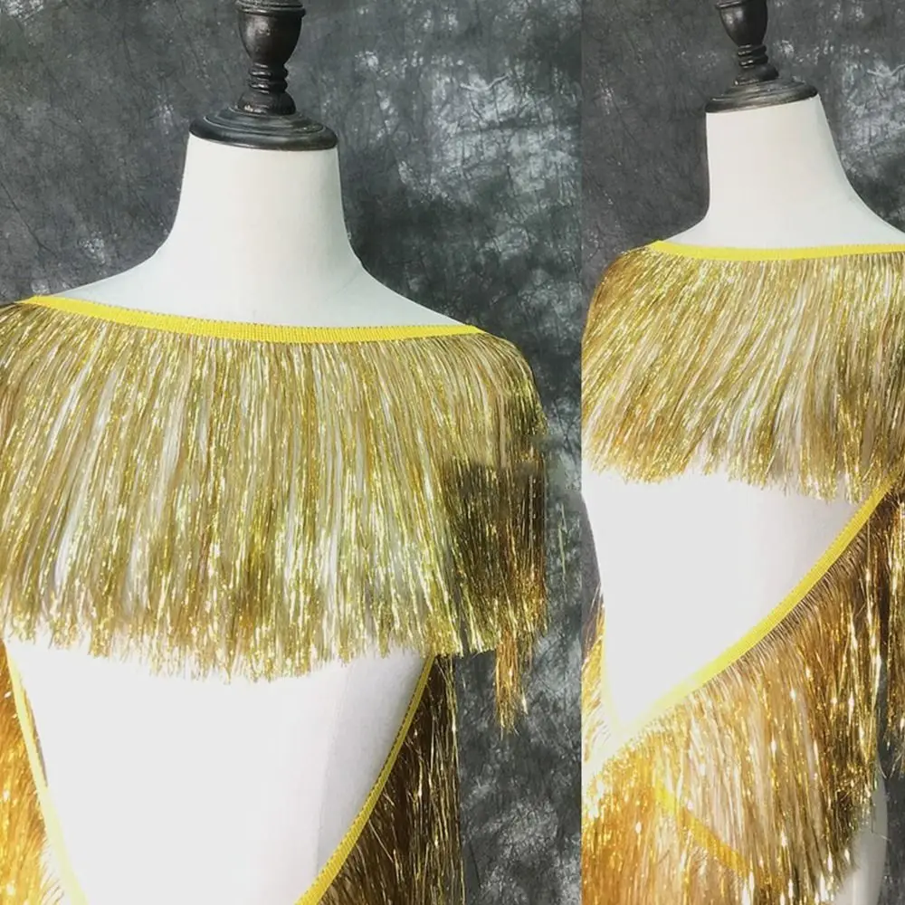 

10M New 10M Length Skirt Tassel Illusion Laser Gradient Fringe Ornaments DIY 20cm Wide Lace Fabric Trim Latin Dance Performance