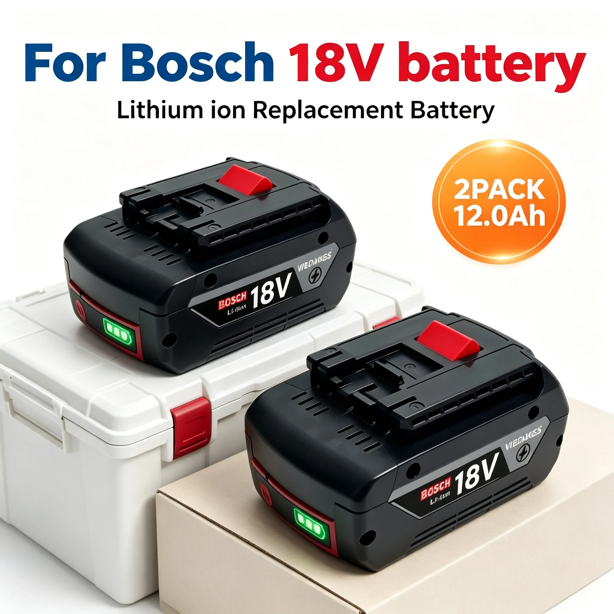 For Bosch 18V Battery 18 Volt 12.0Ah Rechargeable Lithium Battery Replacement BAT609 BAT618 BAT620 For Bosch 18V Power Hand Tool