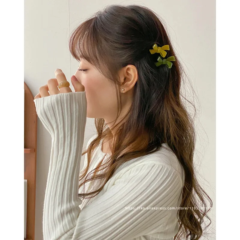 Small Mermaid Bow Strap Broken Hair Clip~Korean FRANCE Gold Label Duck billed Clip with Side Clip and Bang Clip