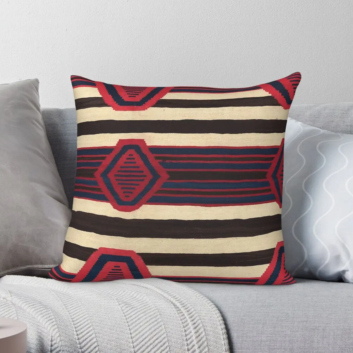 Navajo Tribal Kilim Square Pillowcase Polyester Linen Velvet Pattern Zip Decor Throw Pillow Case Bed Cushion Cover