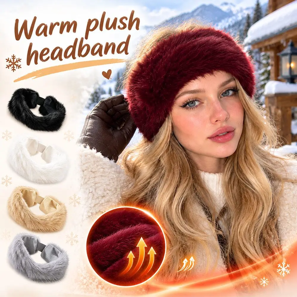 Gifts Fluffy Faux Rabbit Fur Faux Fur Headband Elastic Soft Headwrap Wide Brim Warm Winter Ear Warmer Hair Band