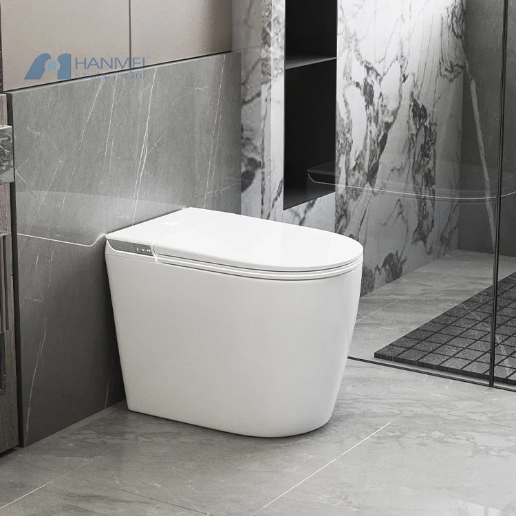 Bathroom Toilet,Modern Fashion Smart Toilet Floor Mounted Ceramic With Auto-Flush & Remote Control