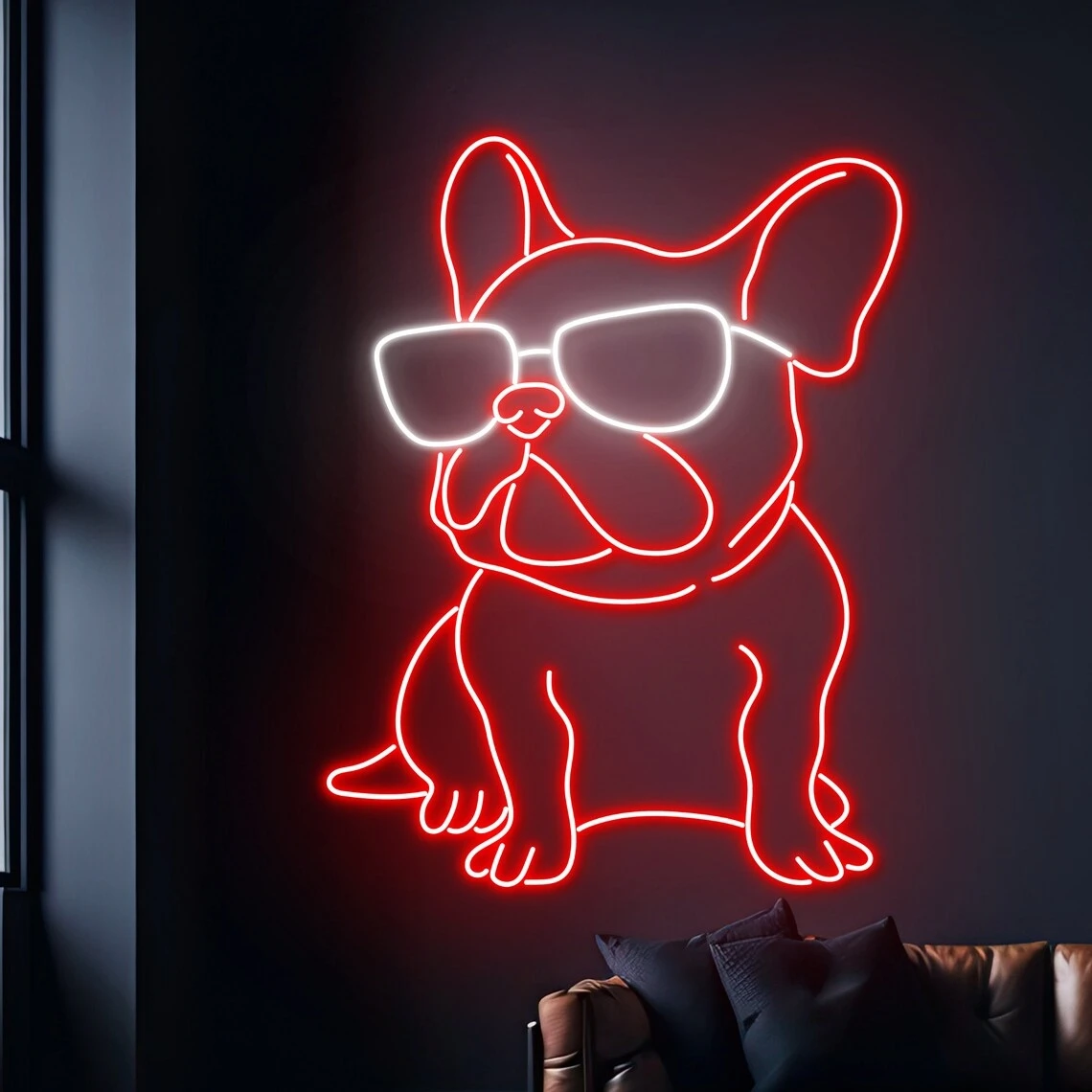 Bulldog In Glasses Neon Sign Led Light Pet Wall Room Neon Sign