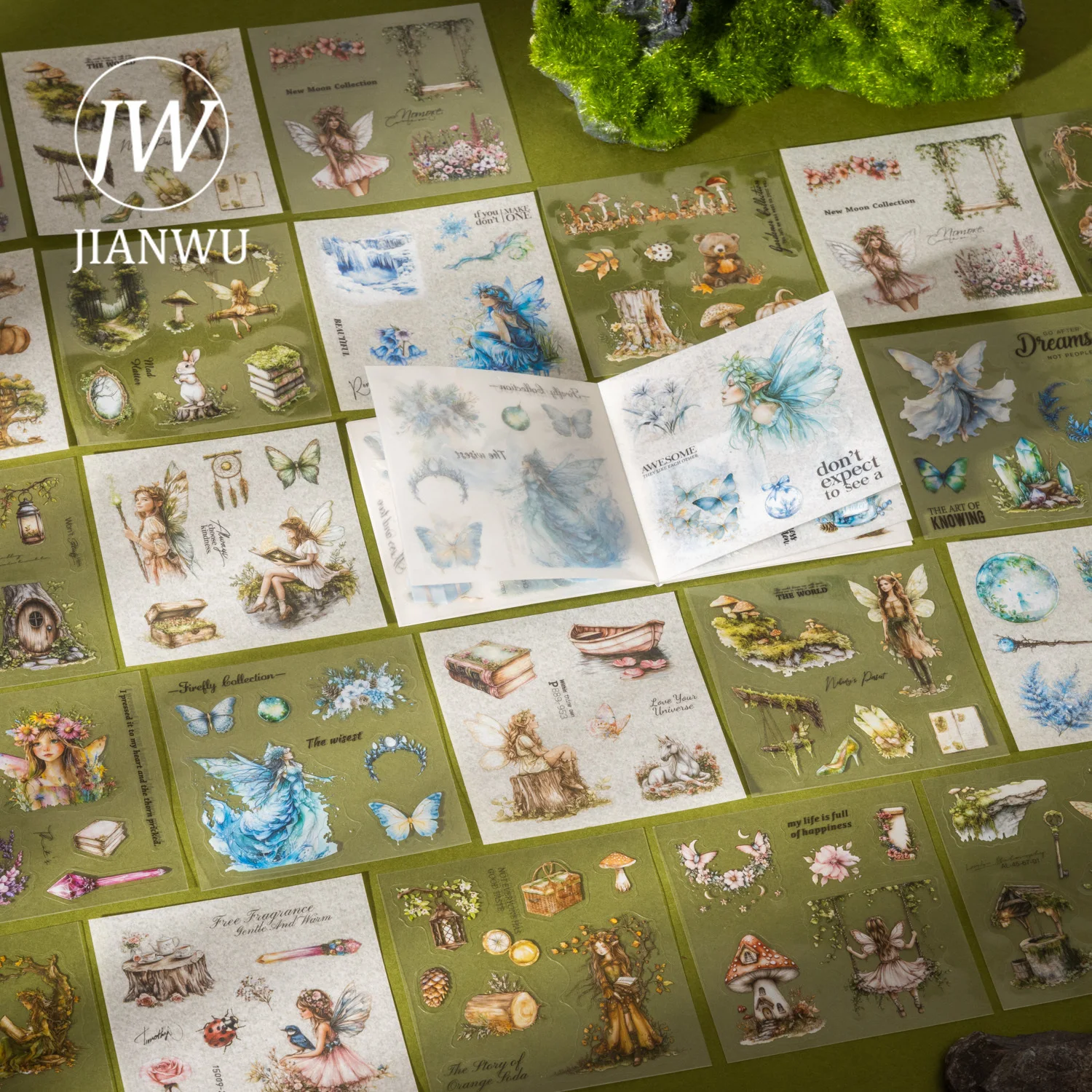 

JIANWU прогулка через лесную серию, винтажный цветок, персонаж, пейзажный материал, наклейка для коллажа, книга, креативный журнал, канцелярские принадлежности