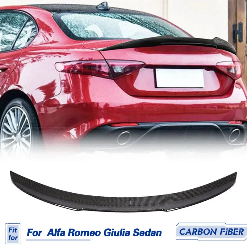 Car Rear Trunk Spoiler Wings Carbon Fiber for Alfa Romeo Giulia Sedan 4-Door 2015-2017 Racing Rear Spoiler Boot Lid Wing Lip