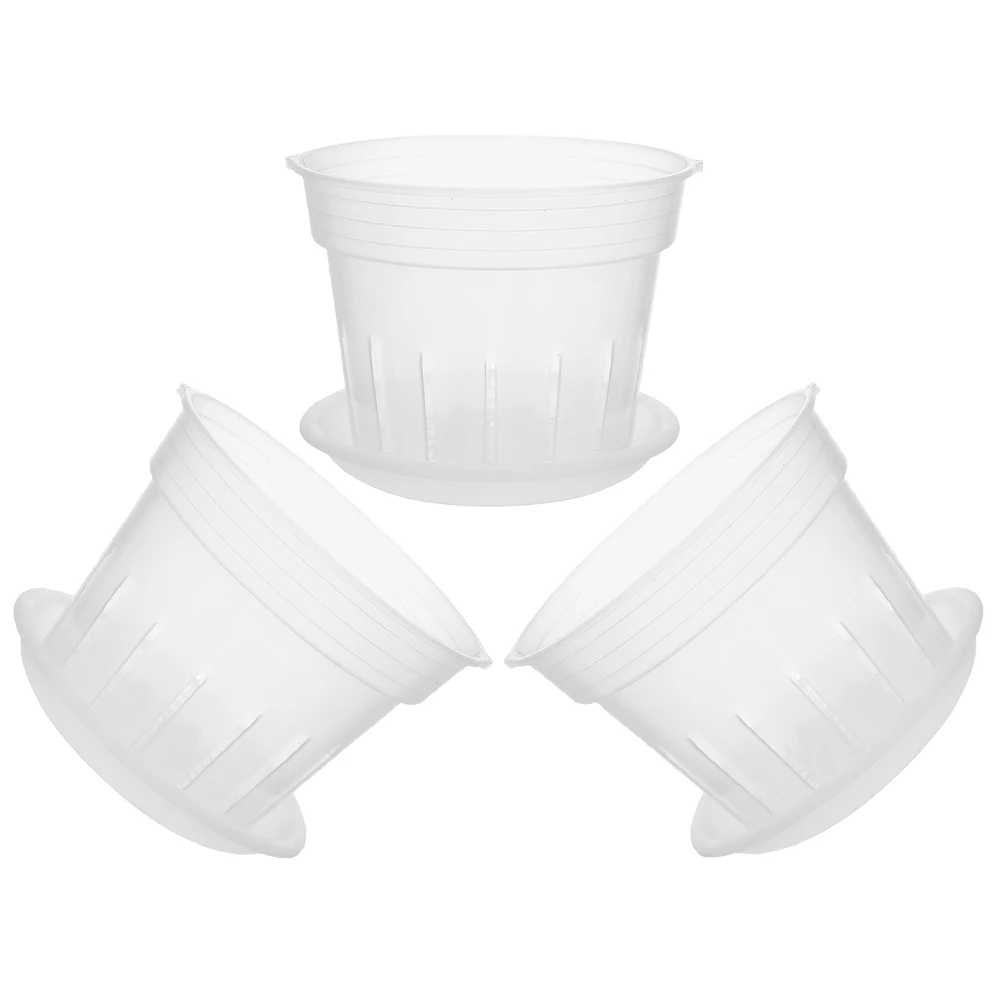 

3Pcs Clear Plastic Orchid Pots Slotted Butterfly Orchid Planters Nursery Pots Outdoor Indoor Transparent Flower Planters with