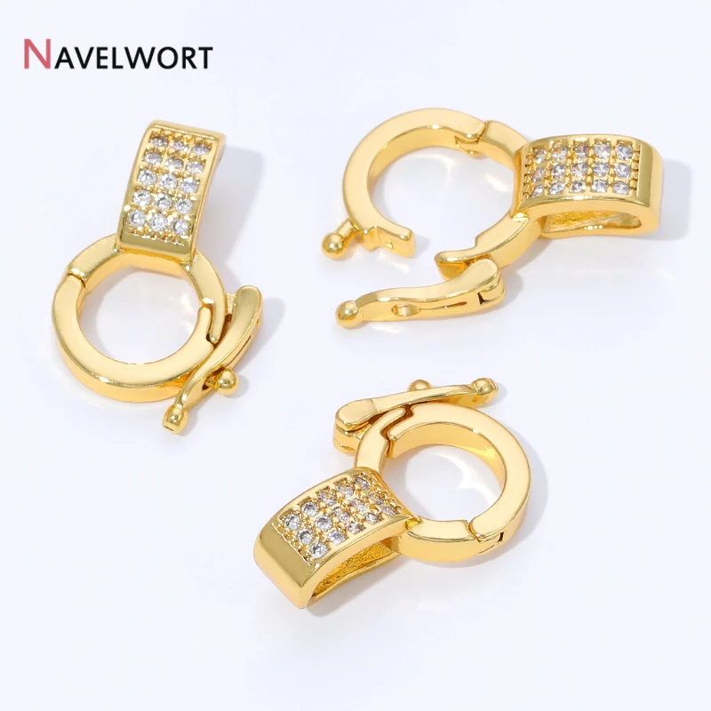 18K Gold Plated Brass Inlaid Zircon Pendant Holder Connector Clasps  Pendant Bail Clasps,For DIY Necklace Jewelry Making Finding - view 4