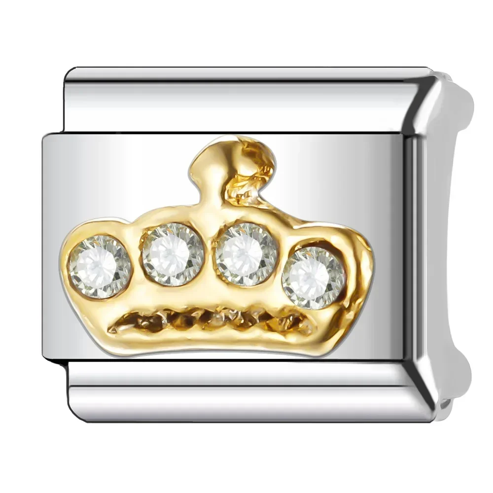 Trusta 2024 Women Crown Star Handbag Charm Italian Links 9mm Bracelet Stainless Steel for Girls Birthday Gift DIY Jewelry N114