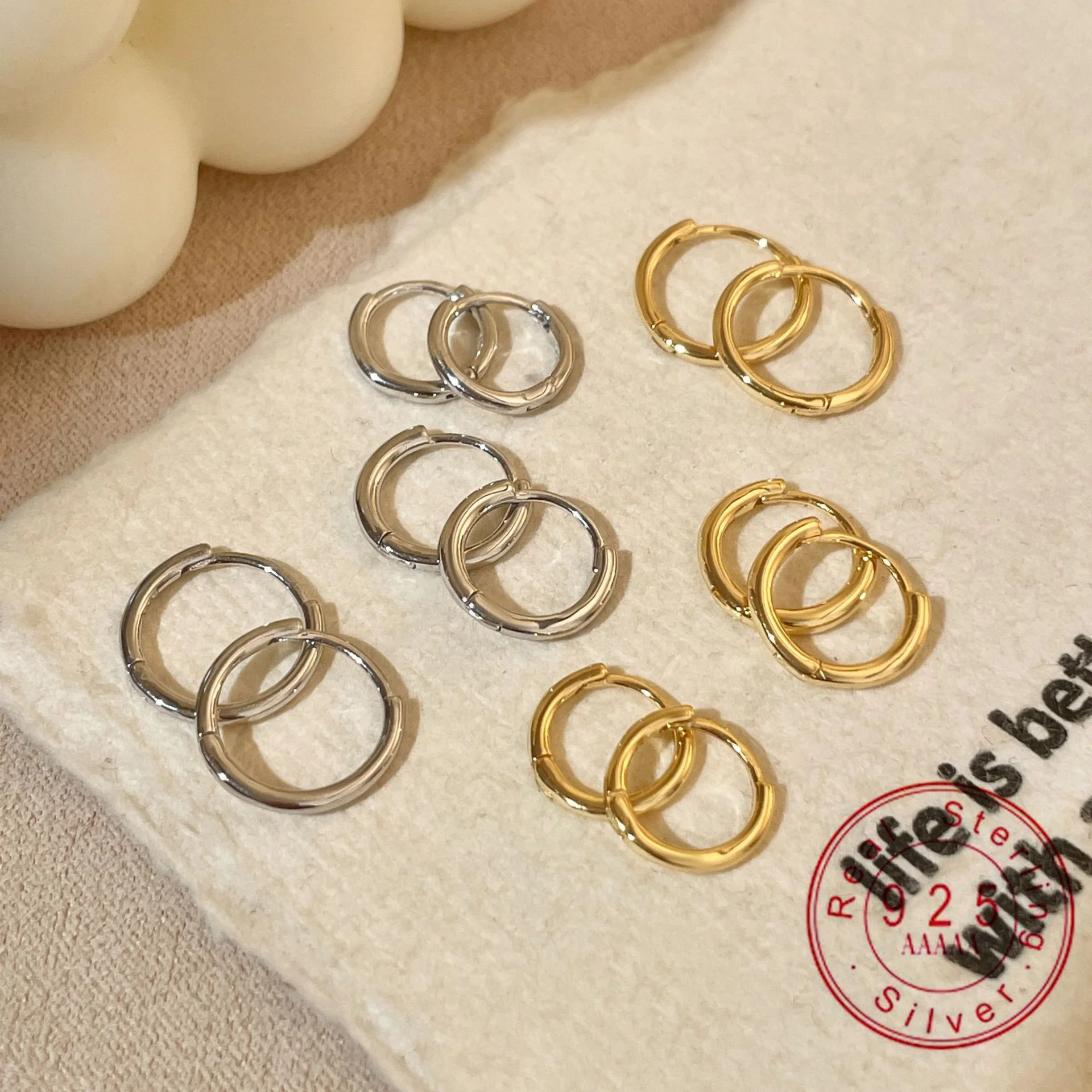 

925 Sterling Silver Minimalist Huggie Hoop Earrings | Gold/Silver Tone Multiple Sizes Small Hoop Earrings for Women Men