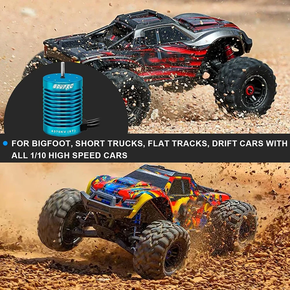 4370KV Brushless Motor with 60A ESC Electric Speed Controller Combo Set RC Motor for 1/10 RC Car Truck