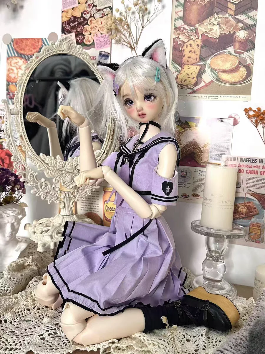 BJD poppenkleertjes zijn geschikt voor 3-inch poppenkleertjes. Nieuwe zwarte of paarse jurk, 2-delige set, damesstijl met botkruis