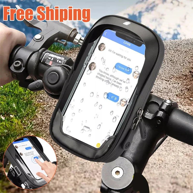 

1Pc Waterproof Bicycle Phone Holder Stand Motorcycle Handlebar Mount Bag Cases Universal Bike Scooter Cell Phone Bracket