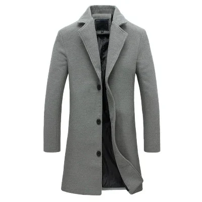 Abrigo rojo vino para hombre, ropa de invierno, abrigo largo de mezcla, abrigo de lana de gran tamaño ajustado para hombre, prendas de vestir