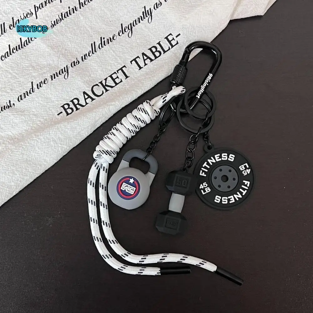 

Mini Barbell Plates Keychain with D-shaped Buckle Kettlebells Simulation Dumbbells Keyring Creative Water Cups