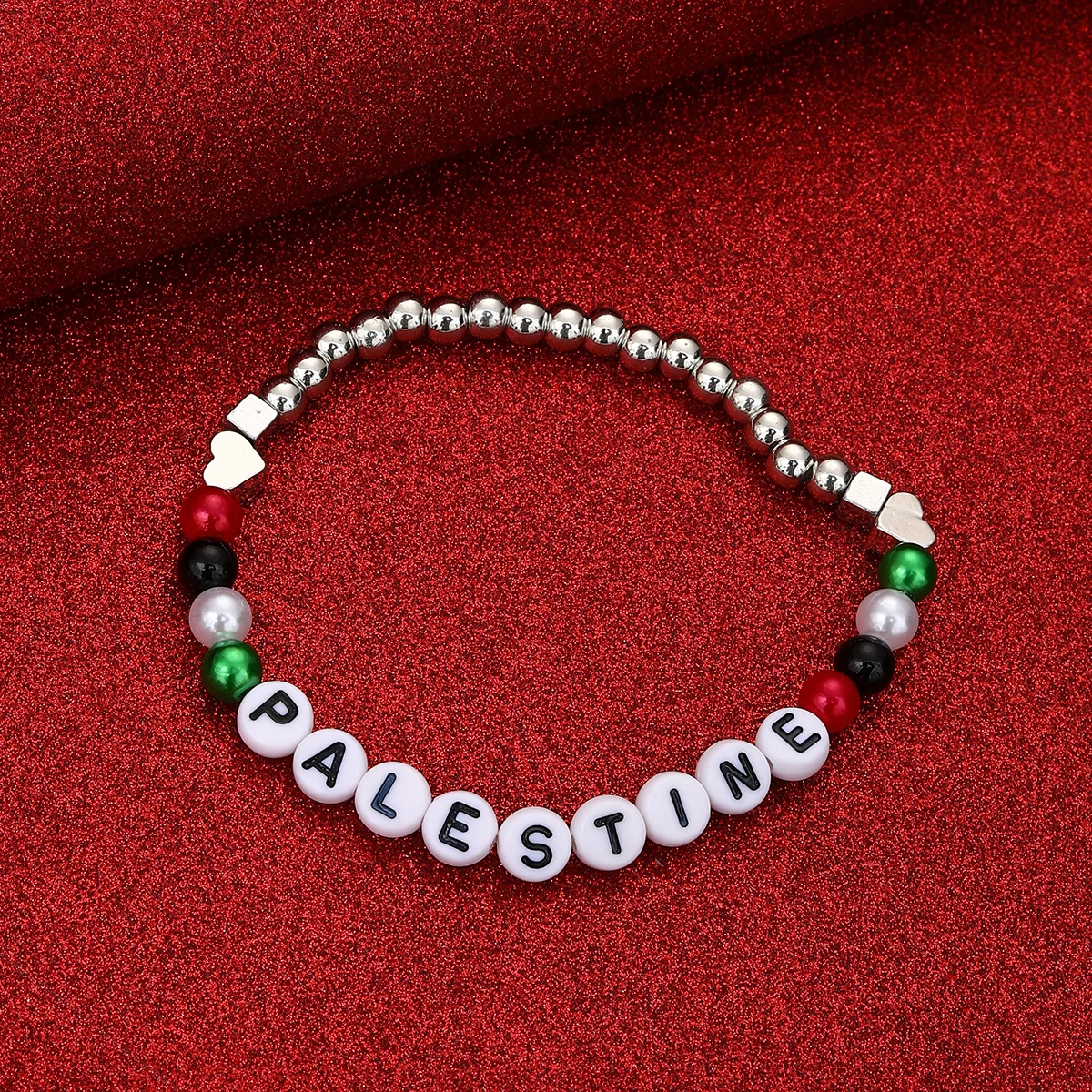 Palestine Red Black Green White National Flag Woven Thread Bracelet Natural Stone Beads Fashion Bracelets for Women Men Jewelrys - view 2