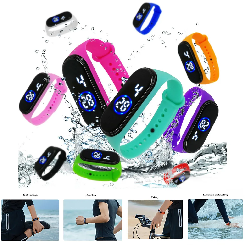 Fashion 50M Waterproof Digital LED Sports Watch Unisex Silicone Band Wrist