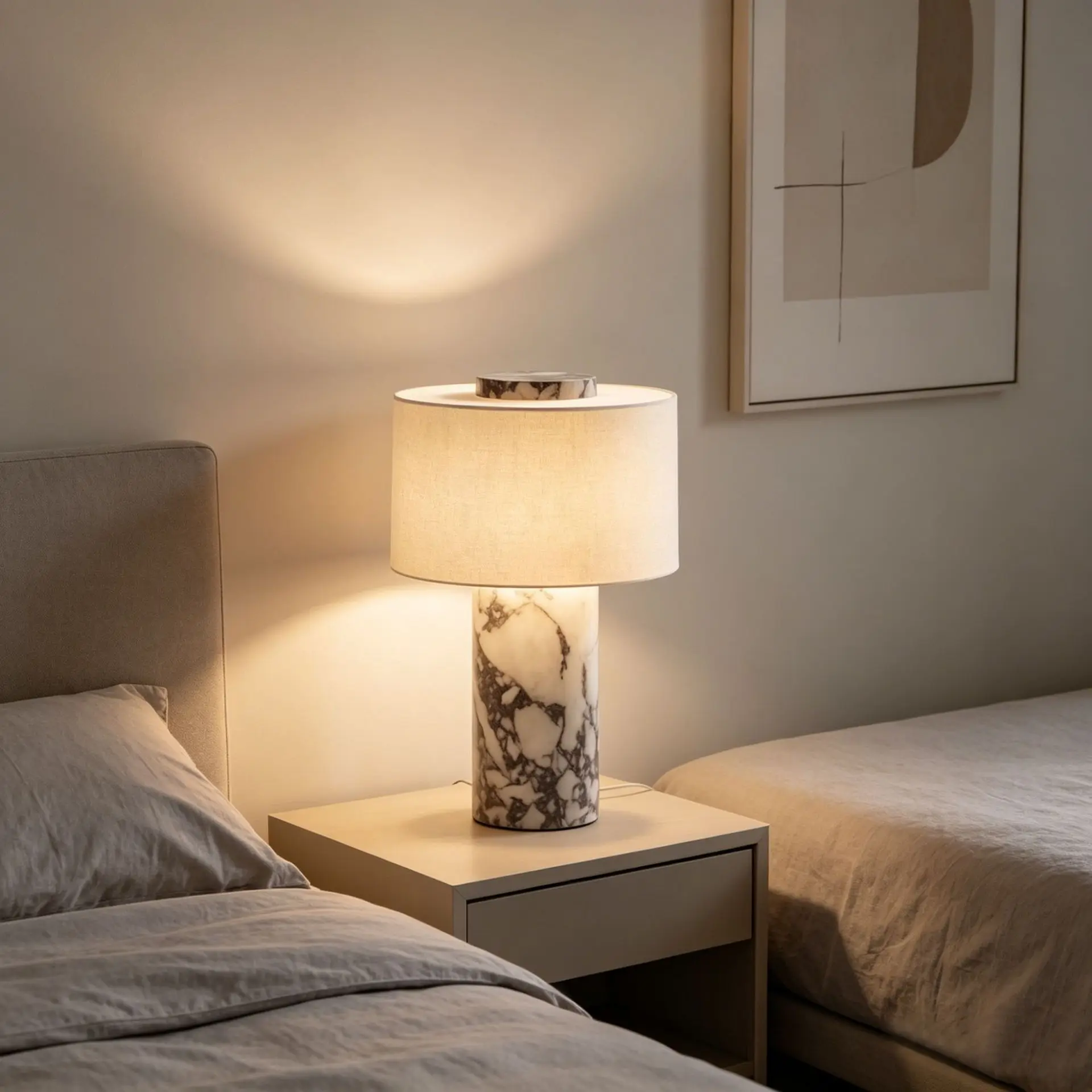 Luxurious Marble Charging Desk Lamp for Bedroom Study Hotel Bar Bedside Dining Table - Atmosphere Stone Lighting