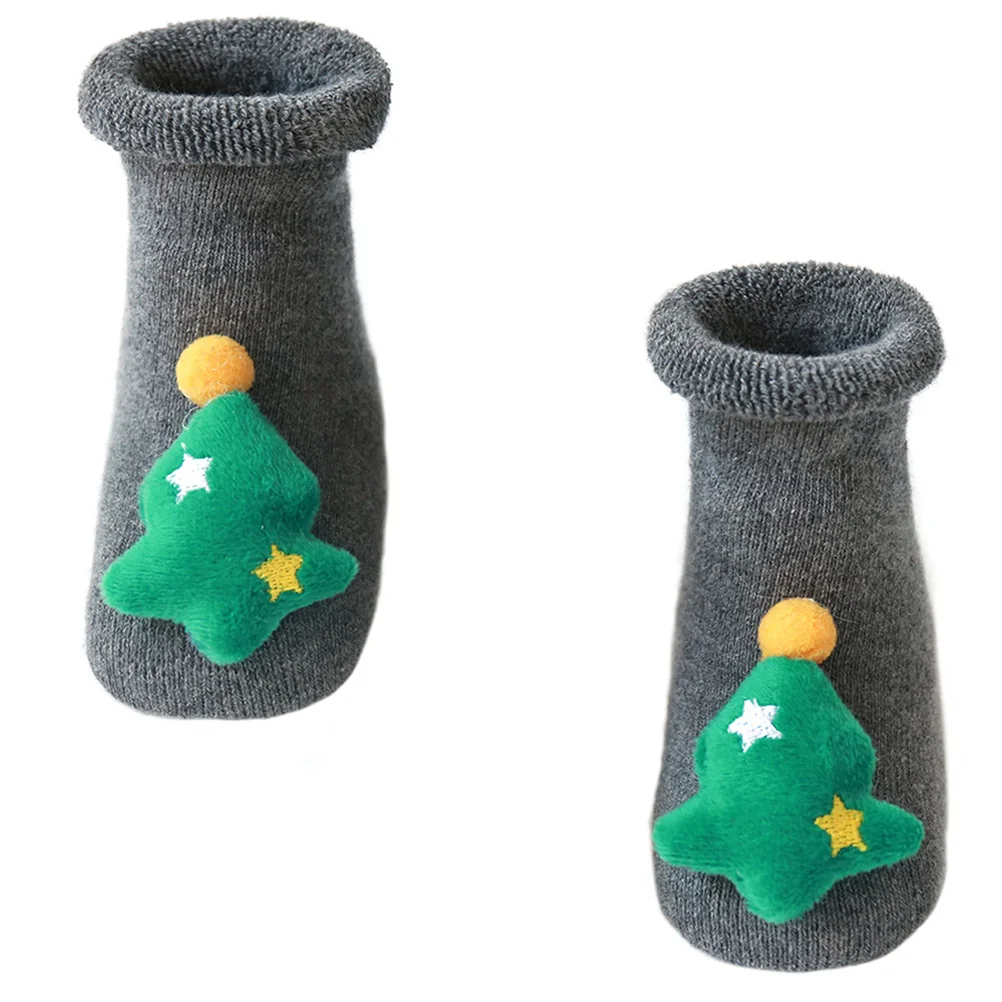 

1Pair Christmas Sock for Toddlers Soft Cotton Baby Socks Adorable Elastic Non-Slip Warm Winter Booties Festive Party
