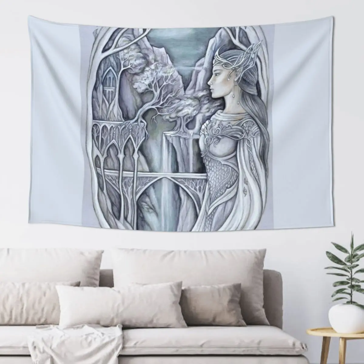 

White elven lady Tapestry Home Decor Accessories Wall Decorations Luxury Living Room Decoration Decorative Wall Mural Tapestry