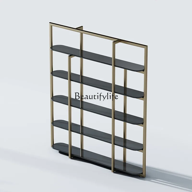 

D3305-Italian light luxury modern office display shelf floor study Bogu living room shelf