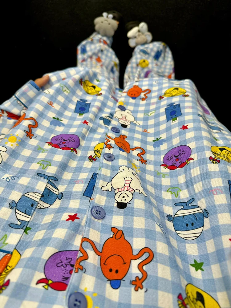 

Blue Snowman Long Sve Pure Cotton Pajamas Women's Spring Autumn Sle Home Clothes Casual Comfortable Spwear Set