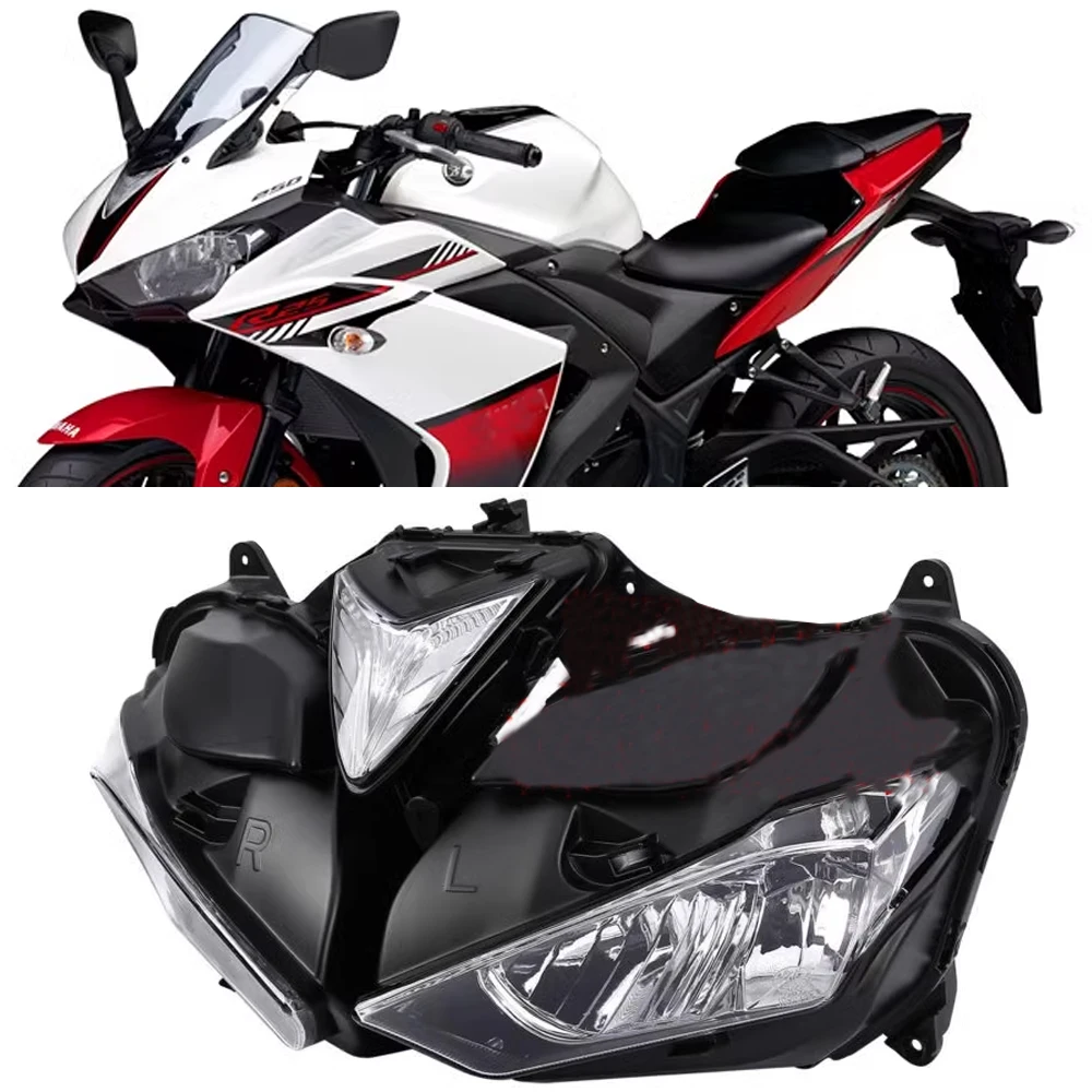 

Motorbike Front Headlight Assembly For Yamaha YZF R25 2013 2014 2015 2016 2017 2018 R3 Headlamp Accessories Head Light Lamp Lens