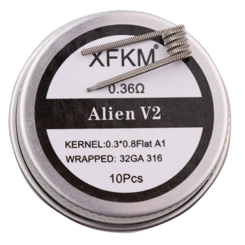 NEW XFKM NI80/A1/SS316L 10pcs/lot Prebuilt Coil ALIEN V2 coils Heating Resistance Wire For RDA RDTA DIY tank