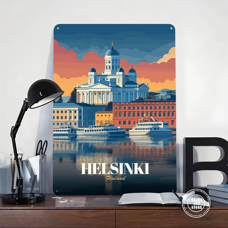Helsinki Indoor Wall Decoration for Bedroom Home Decorations Office Decor Room Tin Sign Wand Deko Vintage Metal Plate Items Art