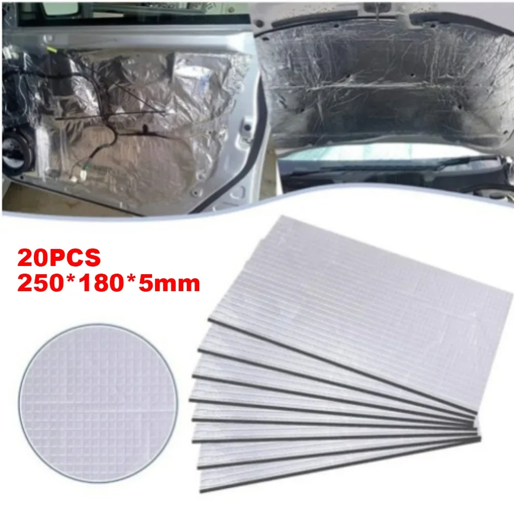

Vehicle Sound Insulation Pads 20PCS For Trunk Door Hood With Fire And Moisture Resistance And Self Backing 250x180x5mm