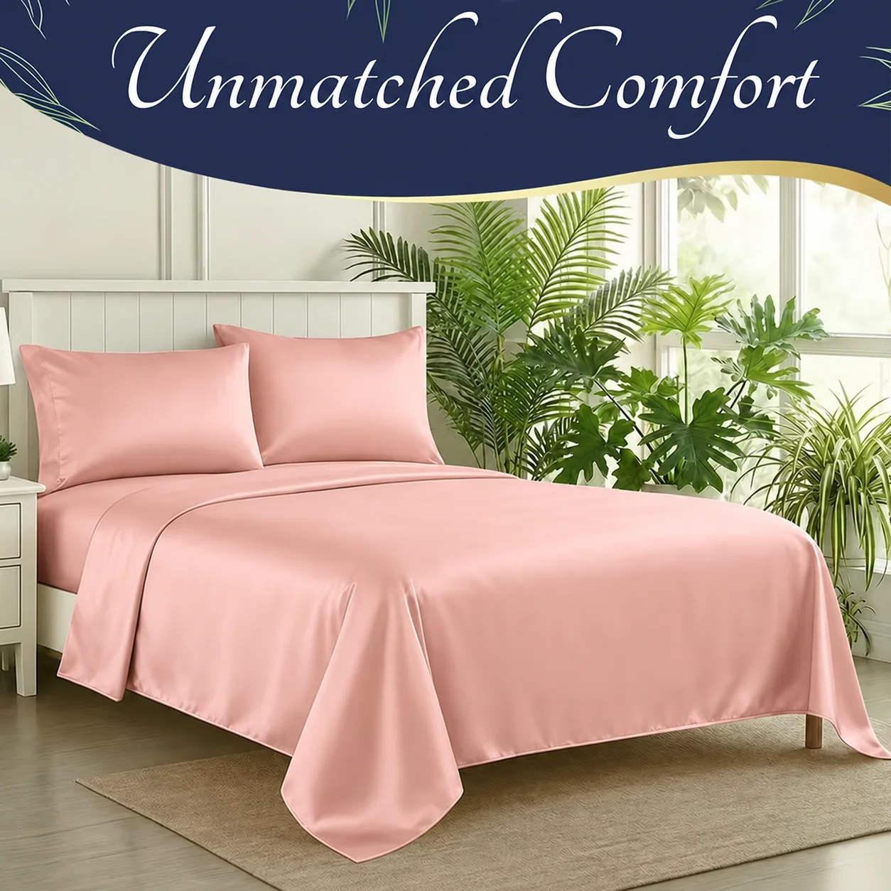 3/4pcs  Bamboo Sheet Set, Twin/Full/Queen/King Size, Ultra Soft Breathable Hotel Style Bedding, 15 Inch Deep Pocket Fitted Sheet, Wrinkle Resistant & Machine Washable Bed Sheets
