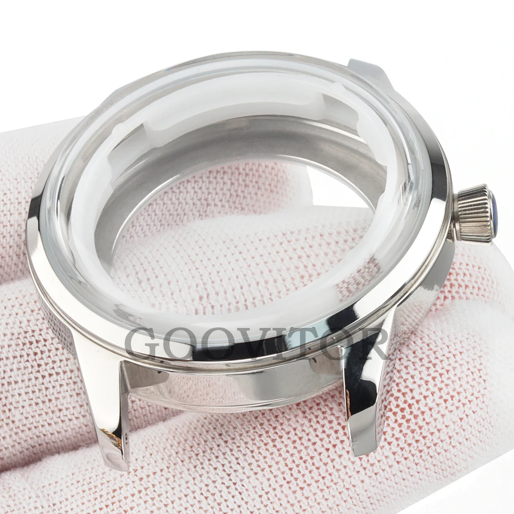 40mm 316L Steel NH35 Case Fit Cocktail 35mm dial Hands Arched Glass Watch Case For NH35 NH36 NH38 Movement Leather Bracelet