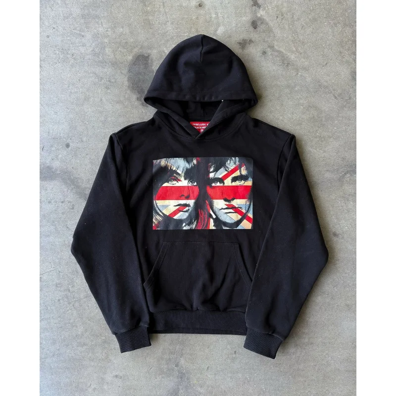 

Персонализированная толстовка с темным принтом, пуловер с длинными рукавами, толстовка с капюшоном, куртка в стиле ретро, уличный тренд, большой пуловер с капюшоном