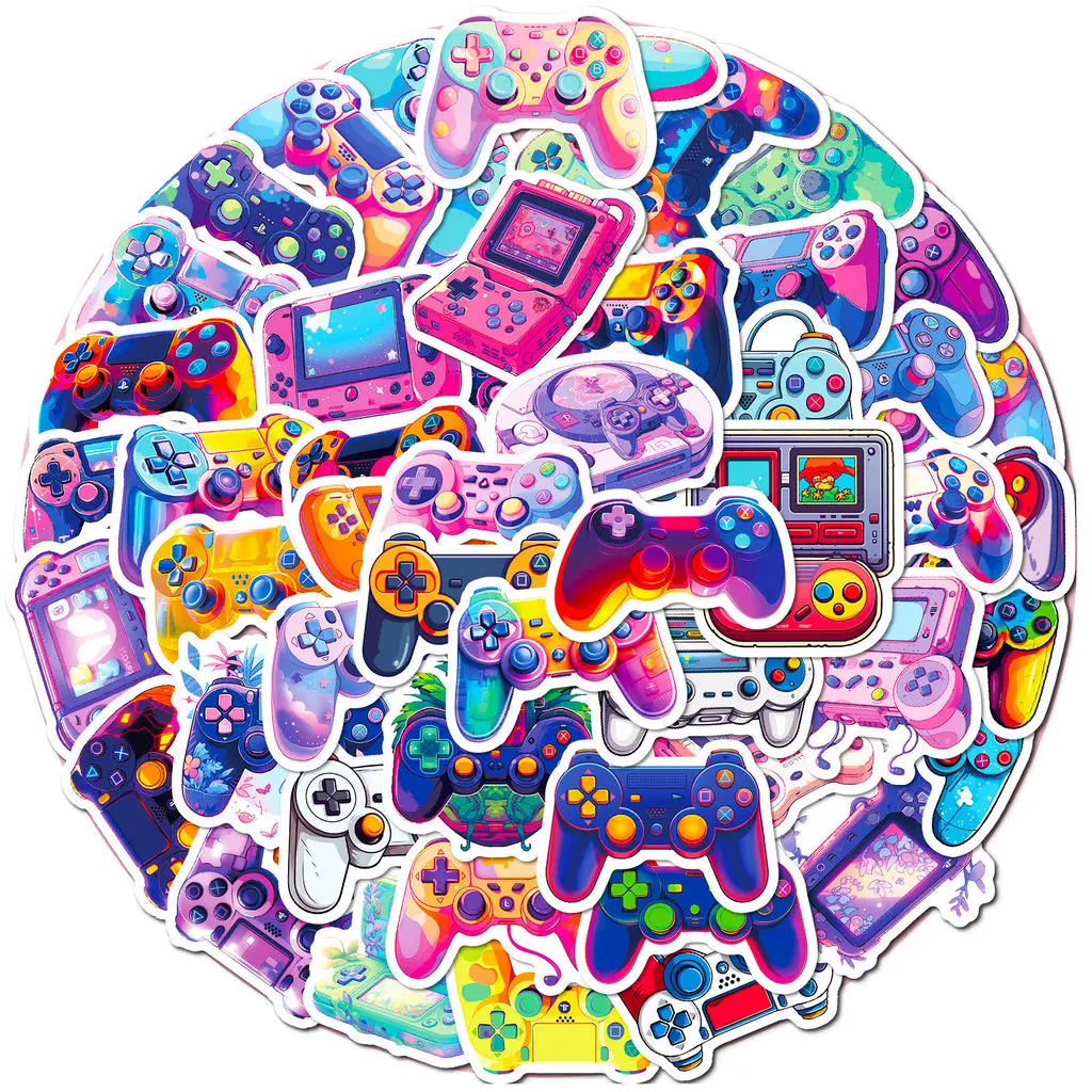 50Pcs Colorful Game Console Stickers, Cartoon Controller Decals for DIY Personalized Decor Anime Worlds Store