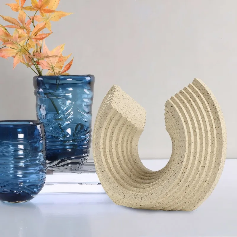 

Bechive Wave Abstract Statues Shelf Decor, Resin Gold Modern Art Sculpture Decoration, Home Decor Accents for Room Office Desk
