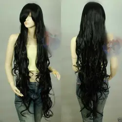 100cm New Black Sexy Extra Long Wavy Cosplay Wig