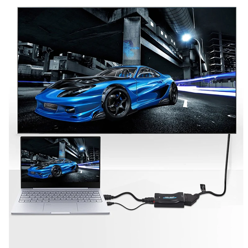 Adaptateur d'extension d'affichage avec commutateur PAL NTSC, convertisseur vidéo HD HDMI vers péritel, entrée de câble, sortie compatible HDMI, 1080P