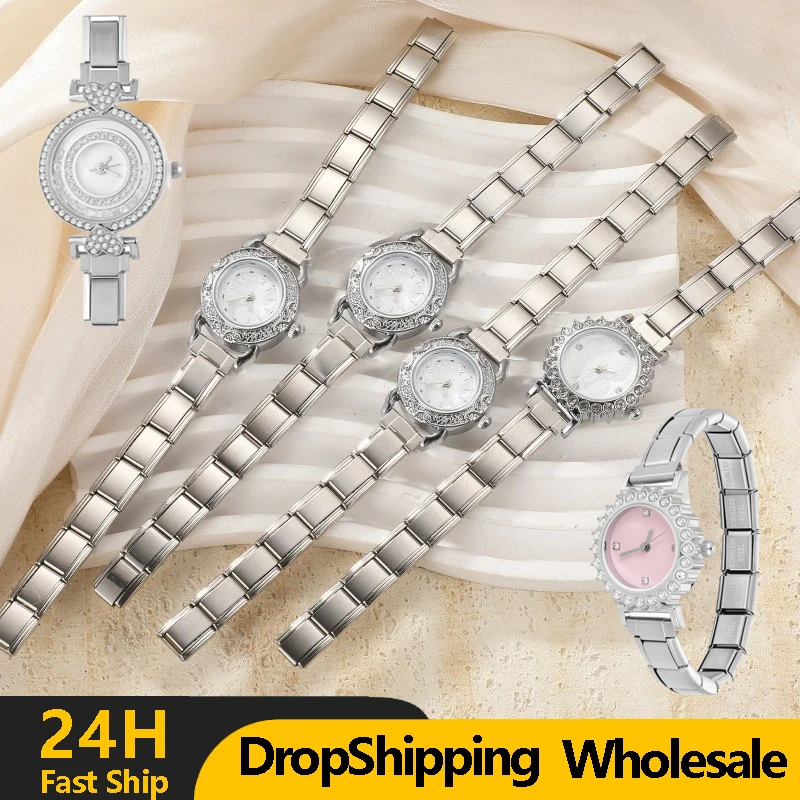 Women's Men's DIY 9MM Width Italian Elastic Charm Stainless Round Watch Bracelet Bangle For Party Friend Birthday Jewelry Gifts