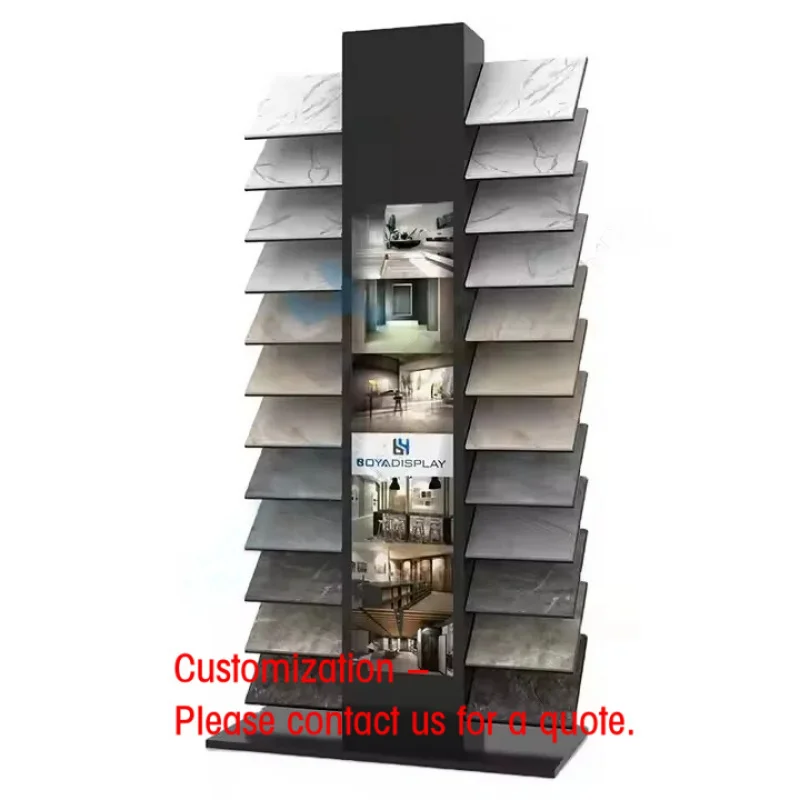 custom.High Quality Custom Metal Display Stand Granite Quartz Luminous Ceramic Tile Artificial Stone Floor Supermarket Shelv