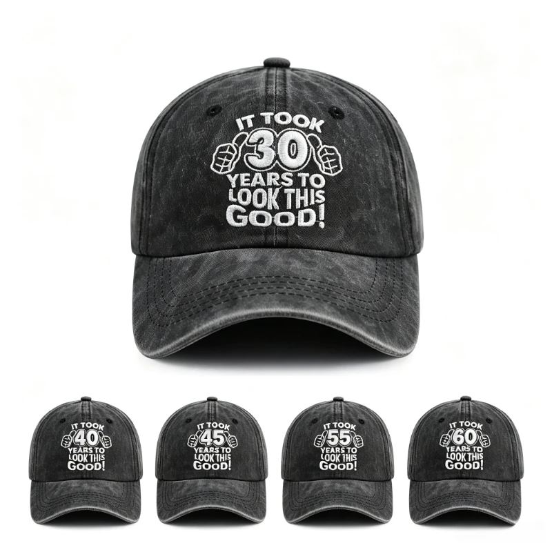Funny Birthday Washed Baseball Cap It Took XX Years To Look This Good Letter Embroidery Curved Brim Retro Outdoor Sun Hat Unisex