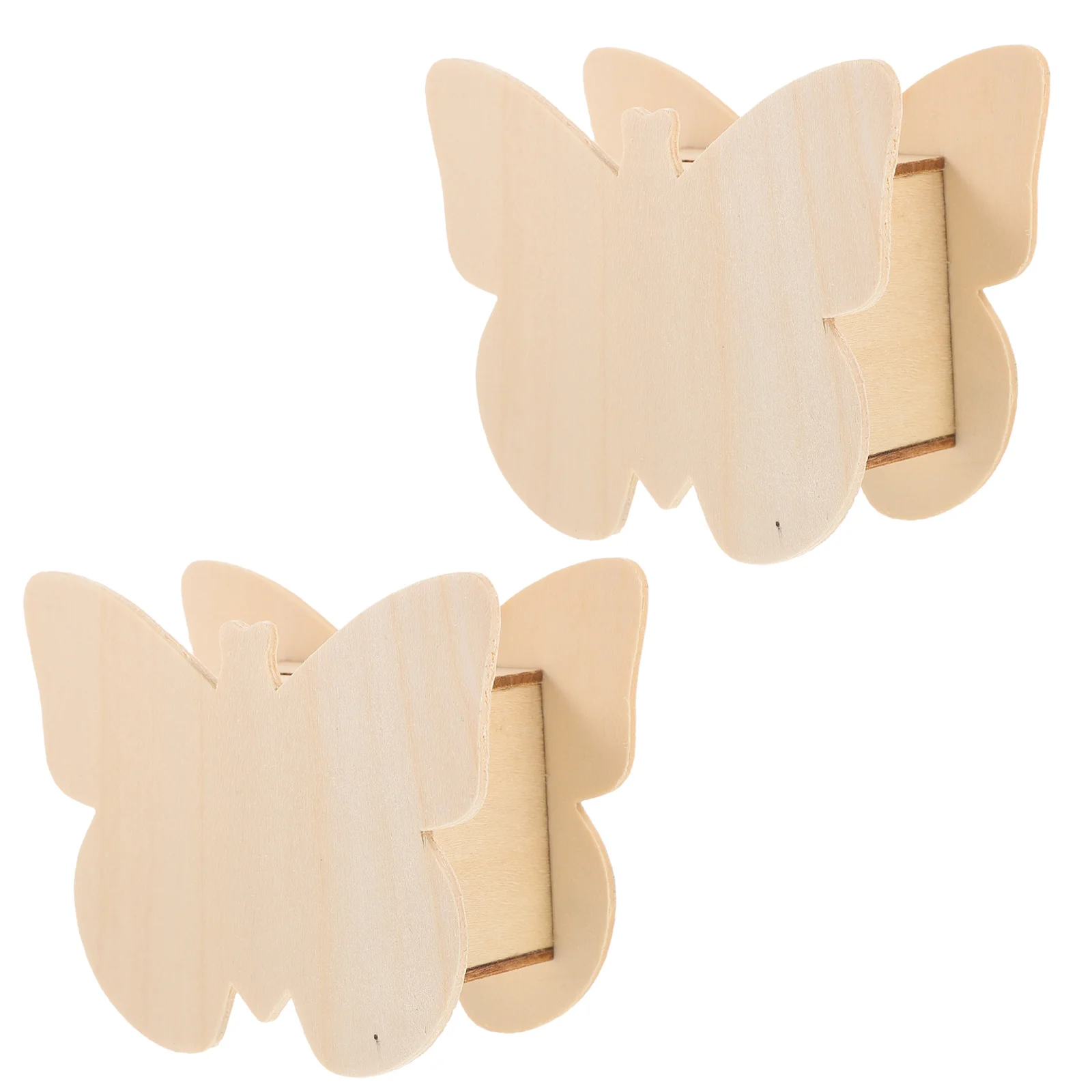 Tirelire en bois papillon, 2 pièces, boîte d'épargne inachevée, porte-monnaie décoratif, mallette de rangement de pièces de monnaie pour enfants, artisanat de bureau à domicile