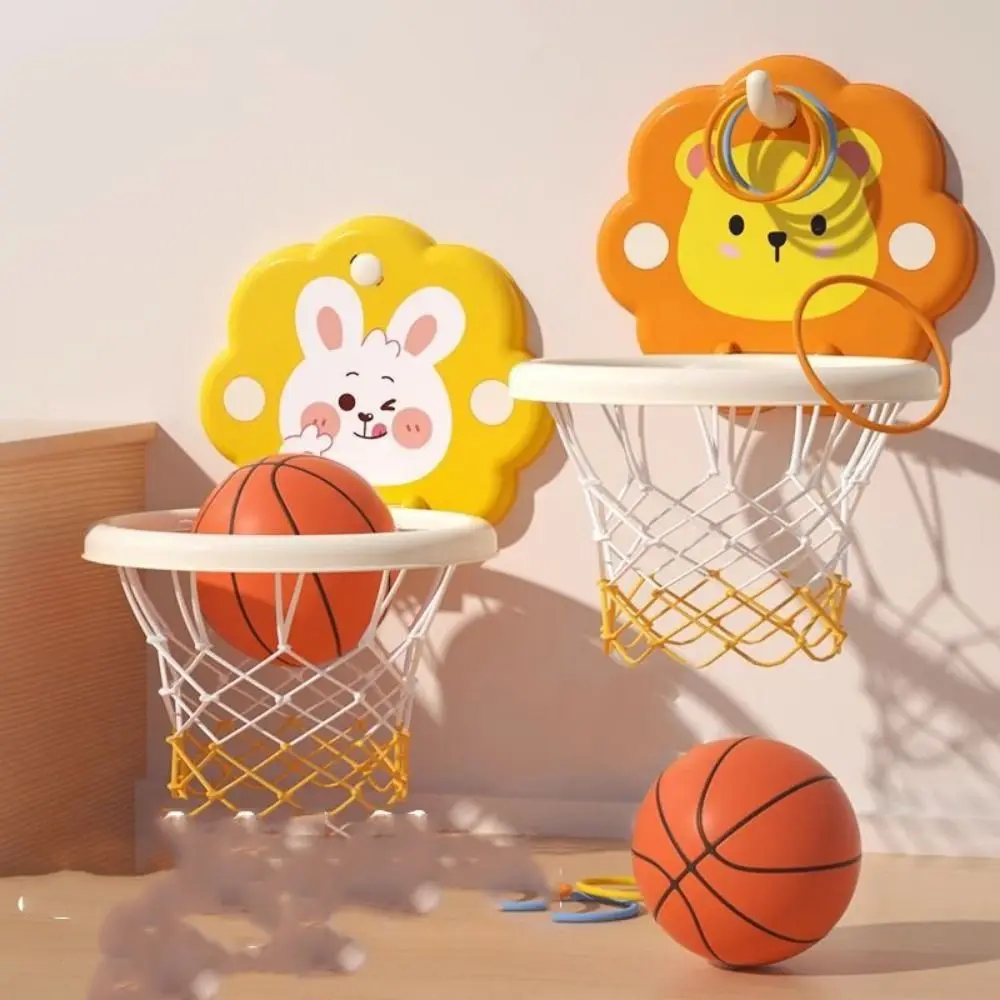 Mini canestro da basket sospeso Rete da basket Animale atletico Tavola da basket Giocattolo da allenamento pieghevole per basket dei cartoni animati