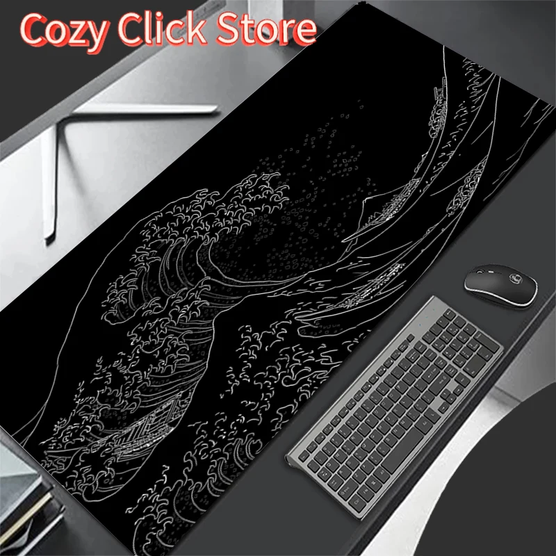 لوحة ماوس للكمبيوتر XL لوحة ماوس لوحة المفاتيح حصيرة الماوس اليابان موجة البحر الأسود ألعاب لينة مكتب السجاد الجدول حصيرة سطح المكتب لوحة الماوس