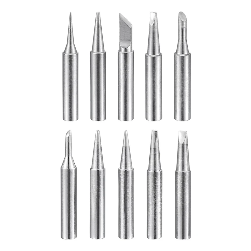 

10Pcs Lead-free Soldering Iron Tip I+B+K+D+C 4mmx41mm Replacements for Soldering Station Solder Iron Head Repair Tools