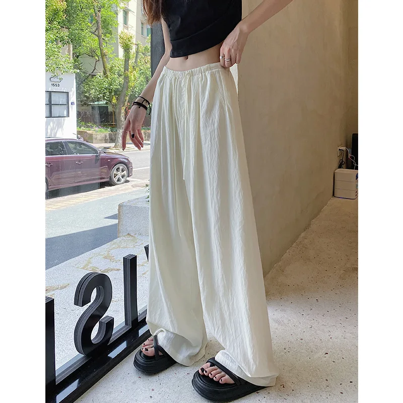 Pants Women 2025 Casual White wide-leg Pants Women Solid Color New Style Spring Autumn Loose Drape high-end Casual Pants