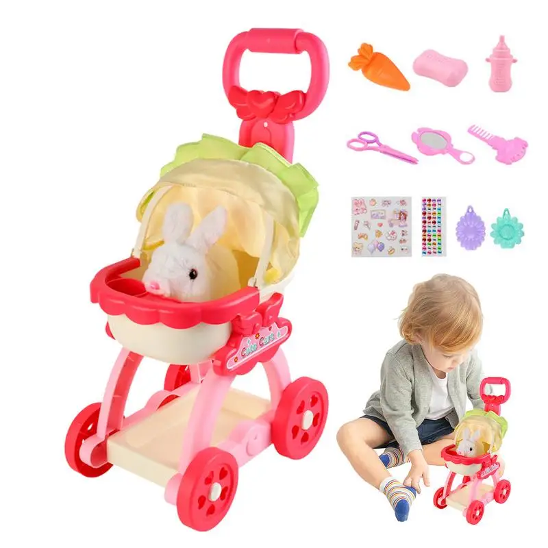 

Pet Play Set Toddler Recording Induction Sound Songs Plush Dog Carrier Educational & Pretend Play Fun Trolley Play Set Pretend